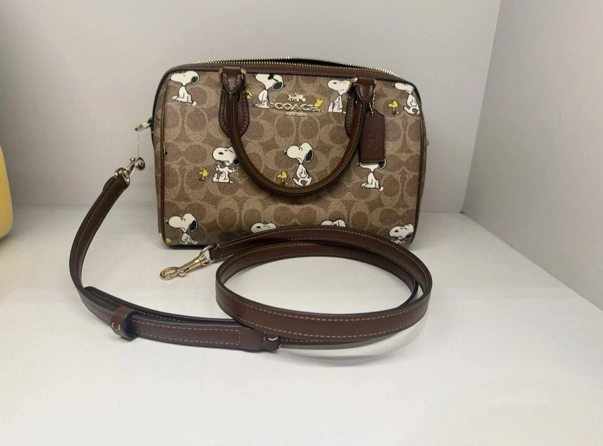 Coach x Peanuts Rowan Satchel Bag Signature Canvas product image 5, provided for visual reference and product detail review