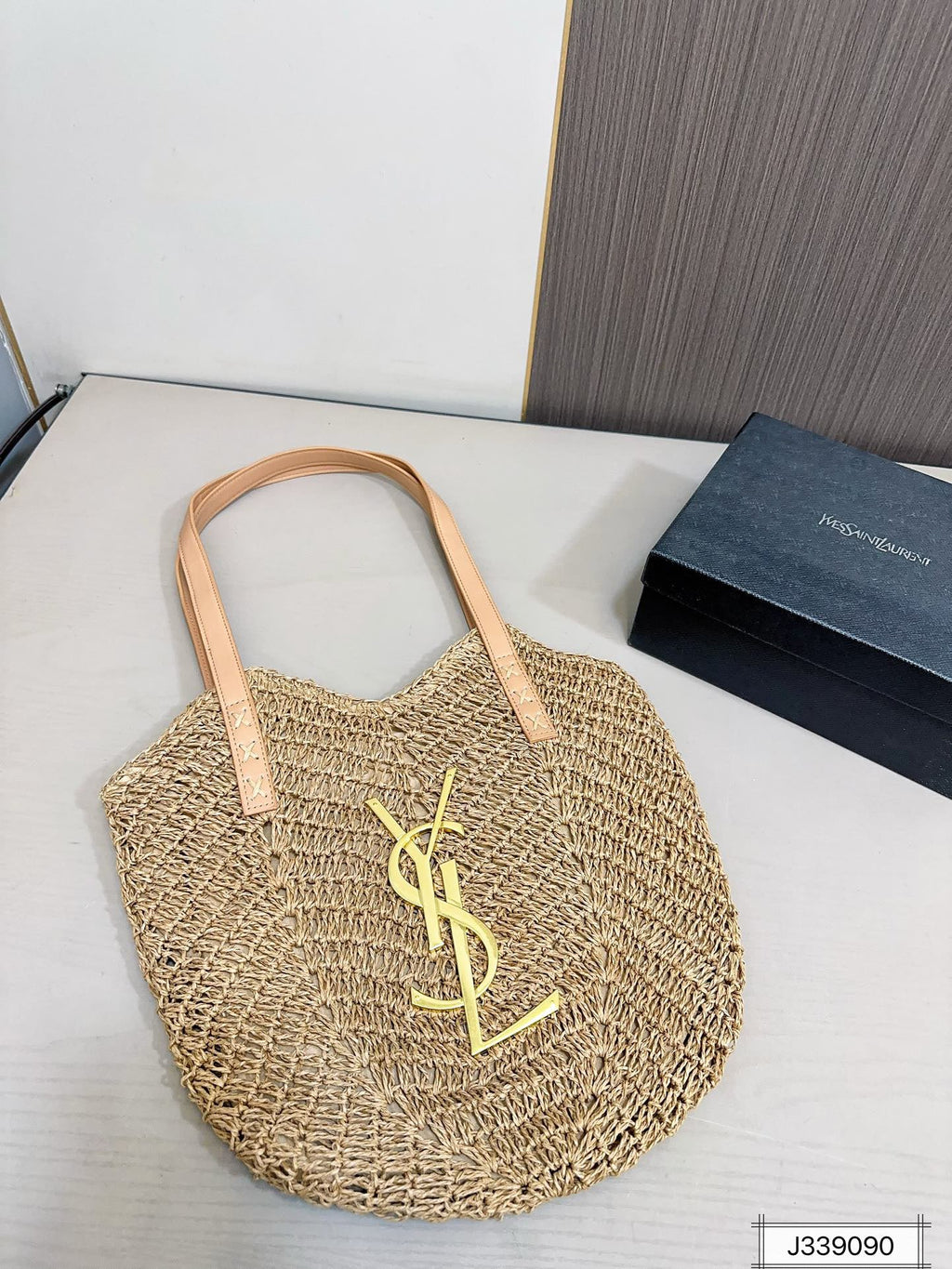 YSL Saint Laurent Vacation Casual Raffia Woven Tote Bag product image 9, provided for visual reference and product detail