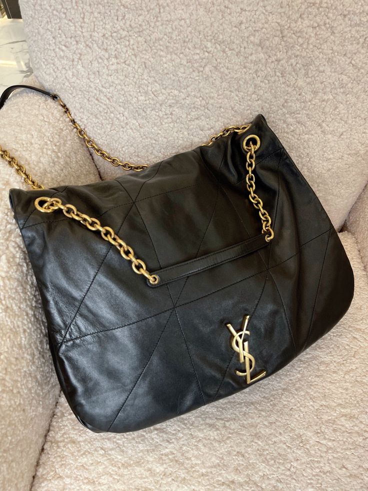 YSL Saint Laurent Chain Leather Shoulder Bag - Black product image 2, provided for visual reference and product detail review