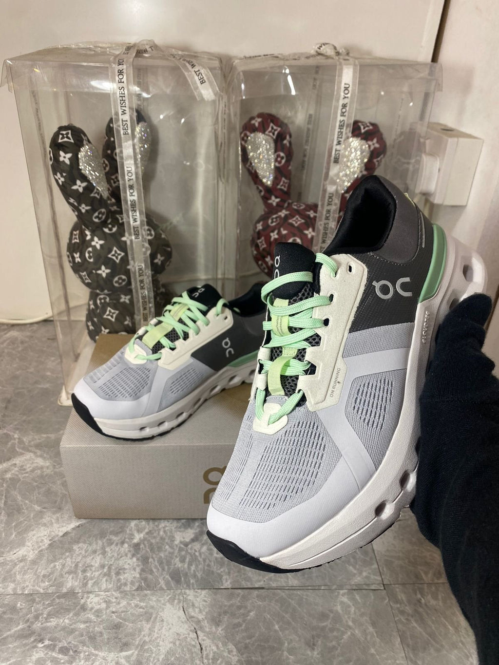 On Cloudrunner 2 Grey/Sage Running Shoes product image 3, provided for visual reference and product detail review
