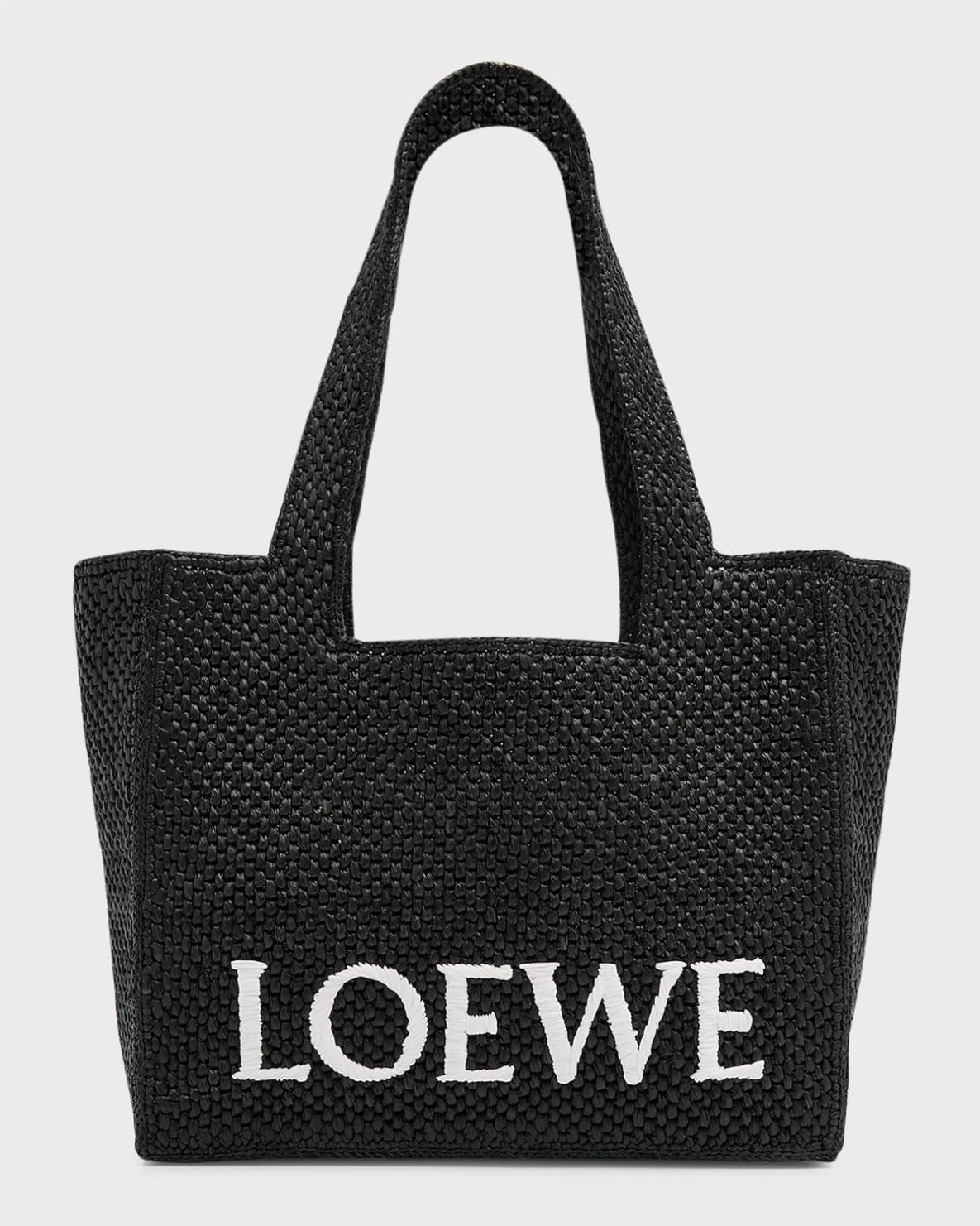 Loewe Logo Raffia Tote Bag - Black product image 3, provided for visual reference and product detail review