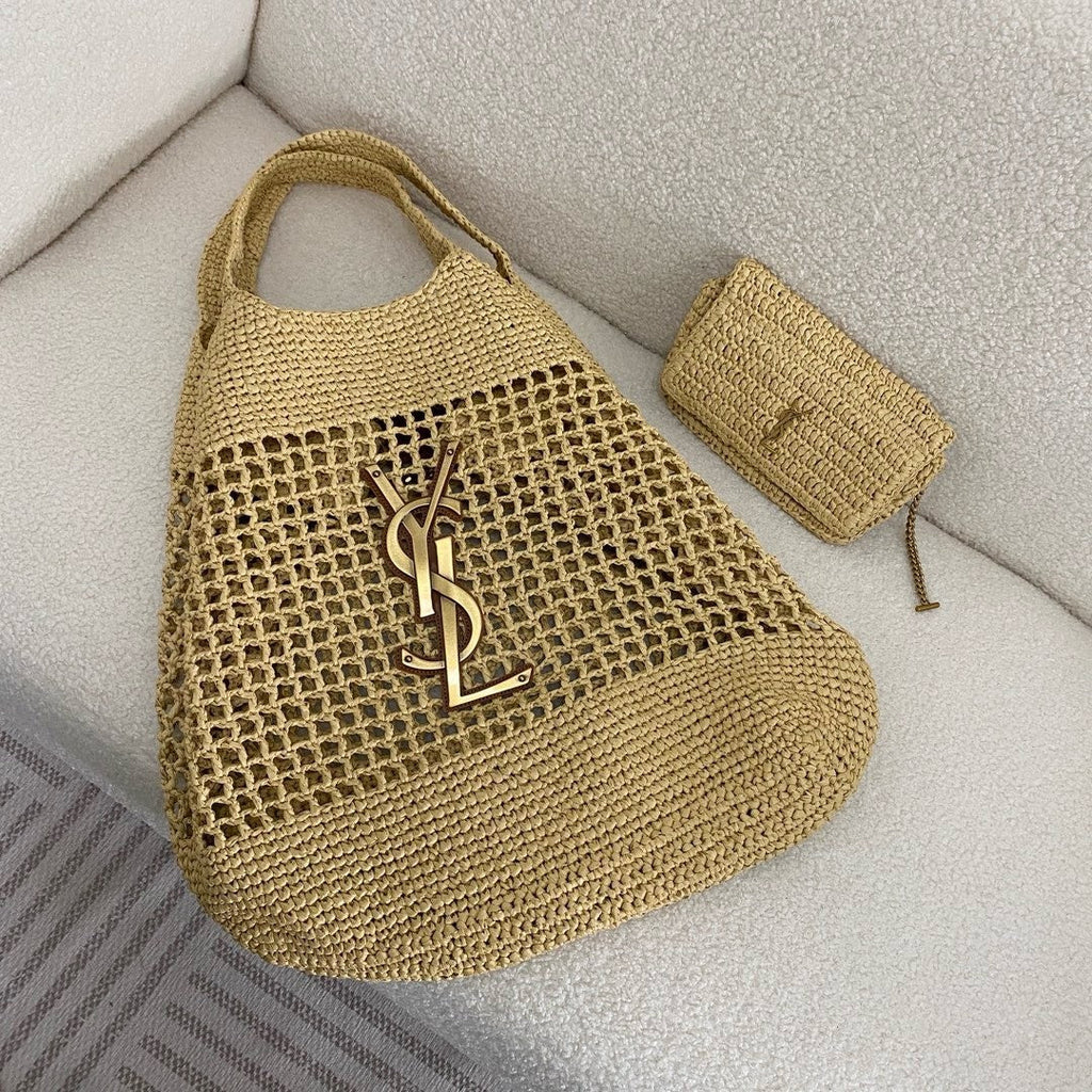 Saint Laurent YSL Raffia Icare Tote Bag product image 6, provided for visual reference and product detail review