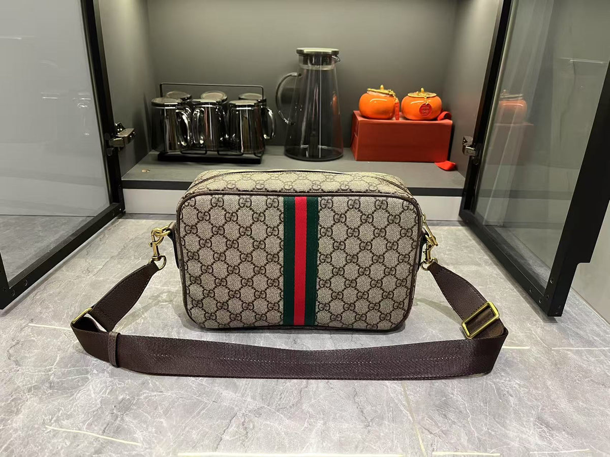 Gucci Ophidia Medium GG Supreme Canvas Shoulder Crossbody Bag with Web Stripe and Leather Trim product image 3, provided for