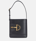 Gucci Small Horsebit Embellished Leather Bucket Bag - Black product image 1, provided for visual reference and product