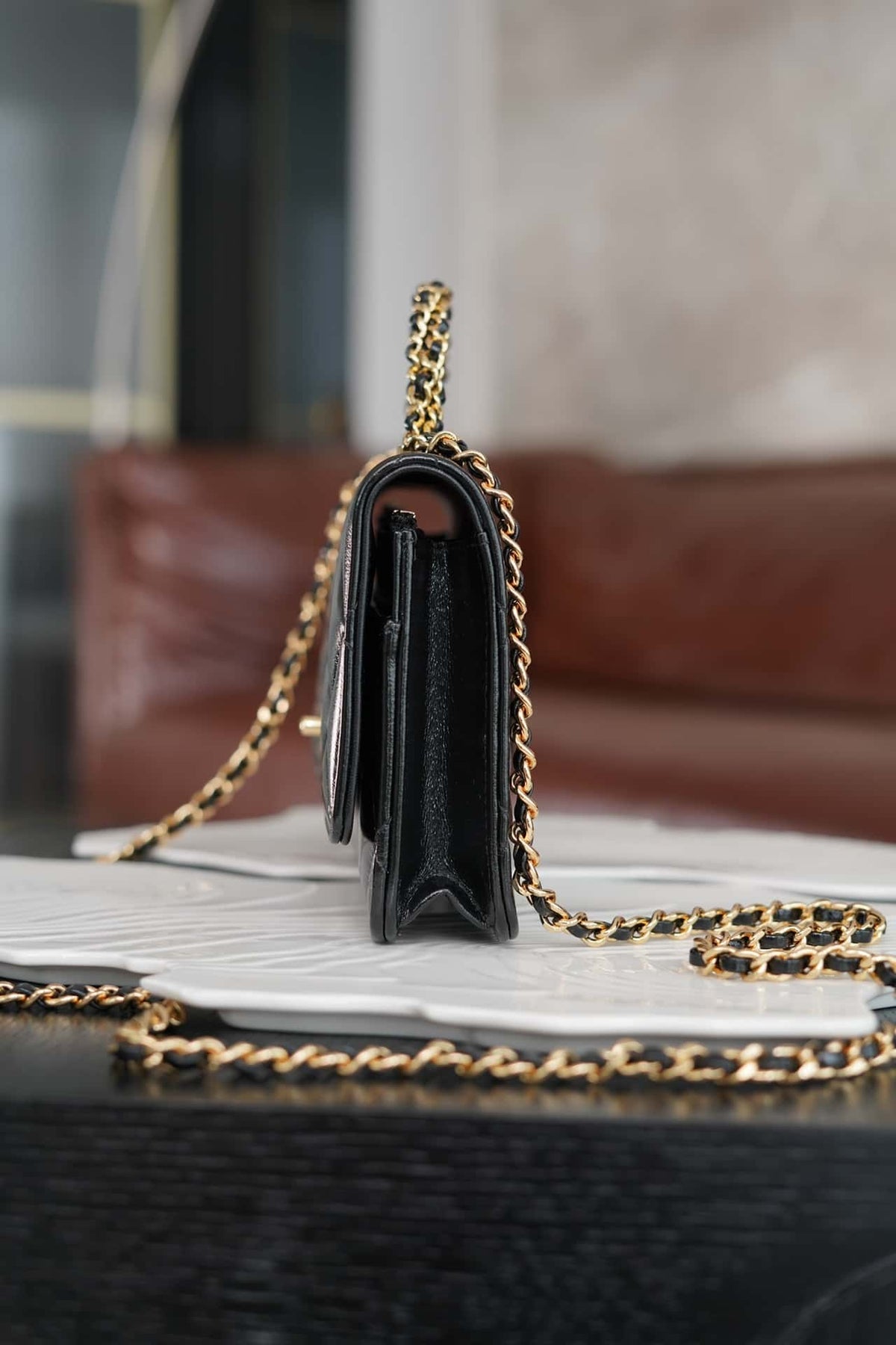 Chanel 24B WOC Top Handle in Black Shiny Lambskin GHW product image 6, provided for visual reference and product detail