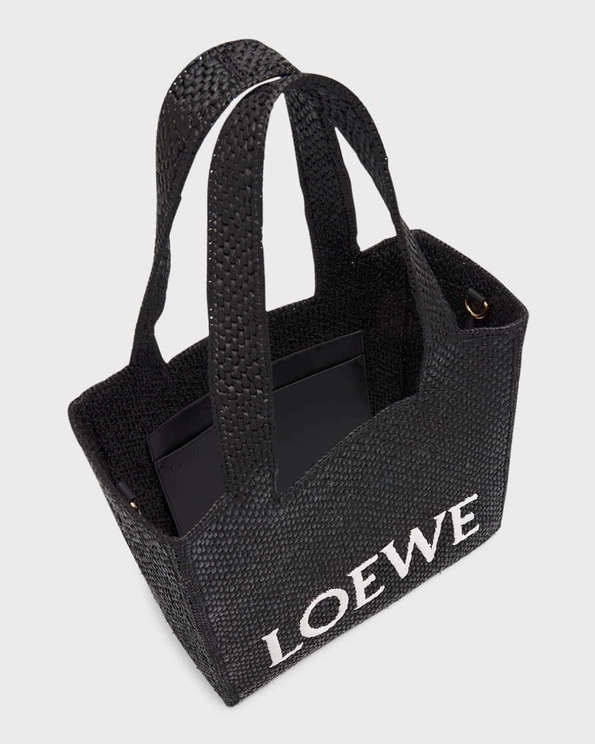 Loewe Logo Raffia Tote Bag - Black product image 5, provided for visual reference and product detail review