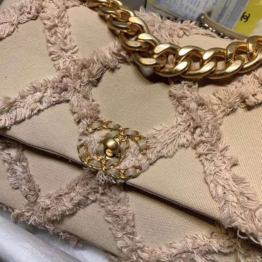 Chanel 19 Medium Denim Flap Bag Beige product image 5, provided for visual reference and product detail review