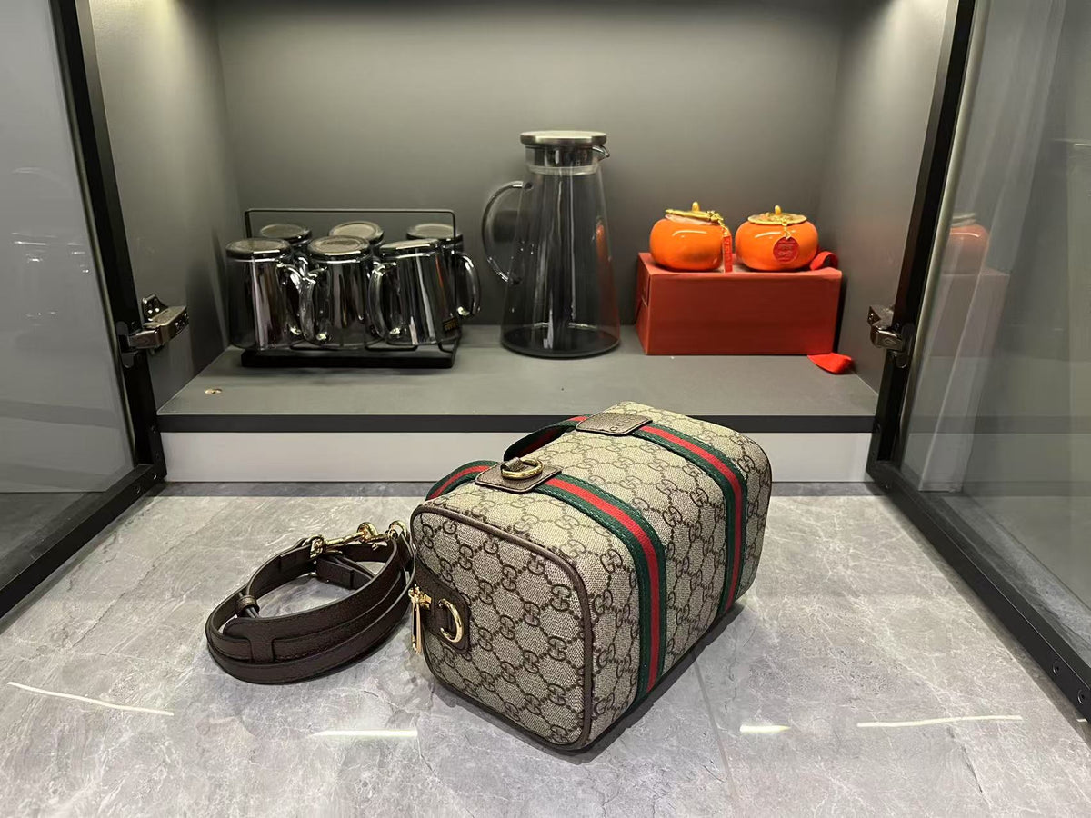 Gucci Mini GG Handbag - Beige and Dark Brown product image 6, provided for visual reference and product detail review