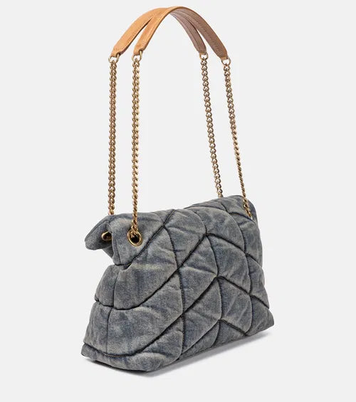 YSL Puffer Small Denim Shoulder Bag product image 2, provided for visual reference and product detail review