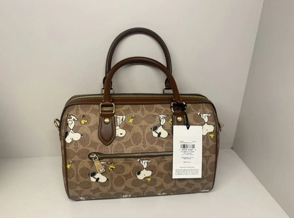 Coach x Peanuts Rowan Satchel Bag Signature Canvas product image 4, provided for visual reference and product detail review