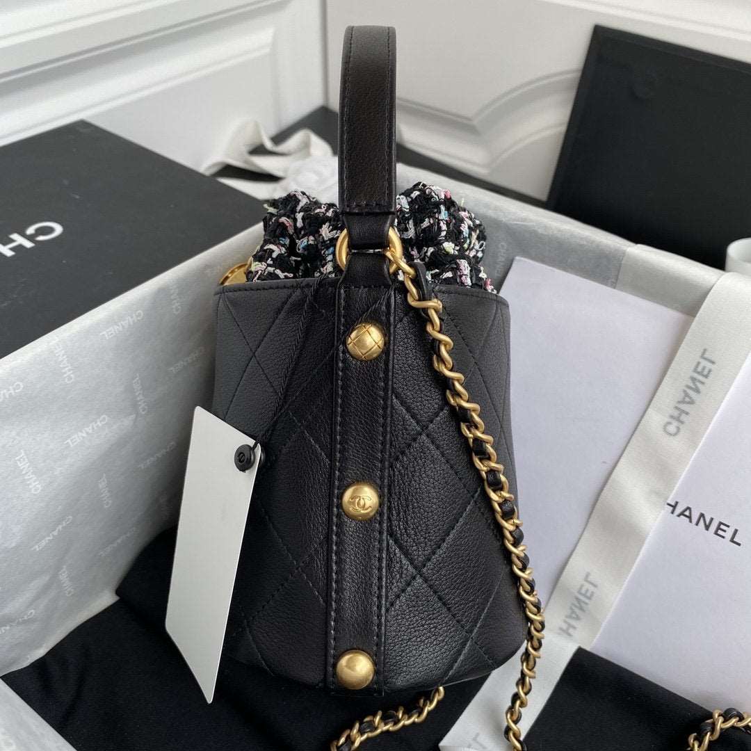 Chanel 2020 Tweed Soul Bucket Bag Black product image 3, provided for visual reference and product detail review