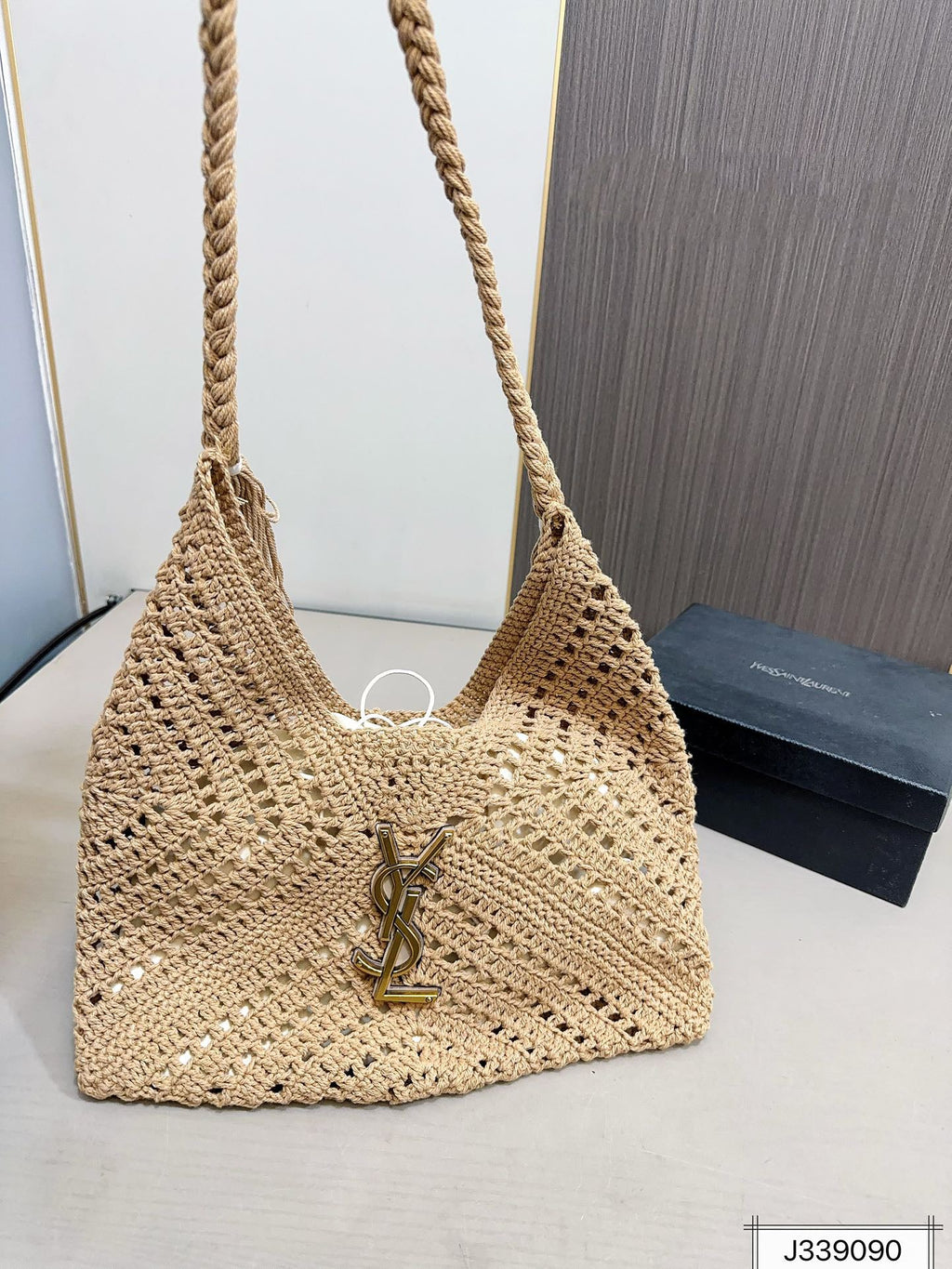 Saint Laurent YSL Raffia Tote Bag Beach Casual - Brown product image 1, provided for visual reference and product detail