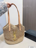 YSL Saint Laurent Vacation Casual Raffia Woven Tote Bag product image 1, provided for visual reference and product detail