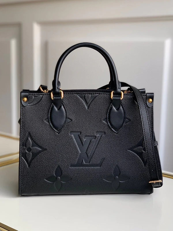 LV OnTheGo PM Monogram Empreinte Leather Tote Handle Bag with Black Leather Trim product image 10, provided for visual