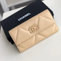Chanel 19 Quilted Flap Wallet Long Goatskin product image 1, provided for visual reference and product detail review