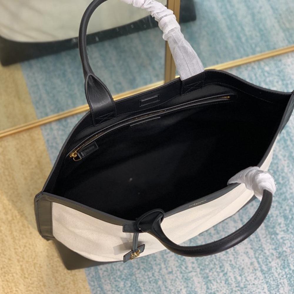 YSL Tag Hobo Bag - Beige/Black product image 5, provided for visual reference and product detail review