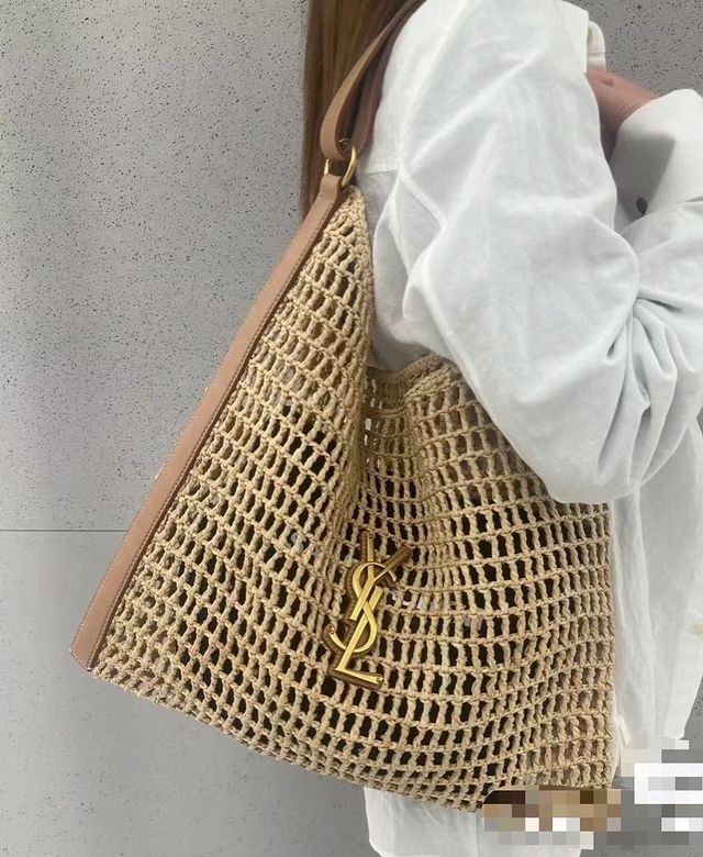 Saint Laurent YSL Raffia Tote Bag product image 2, provided for visual reference and product detail review
