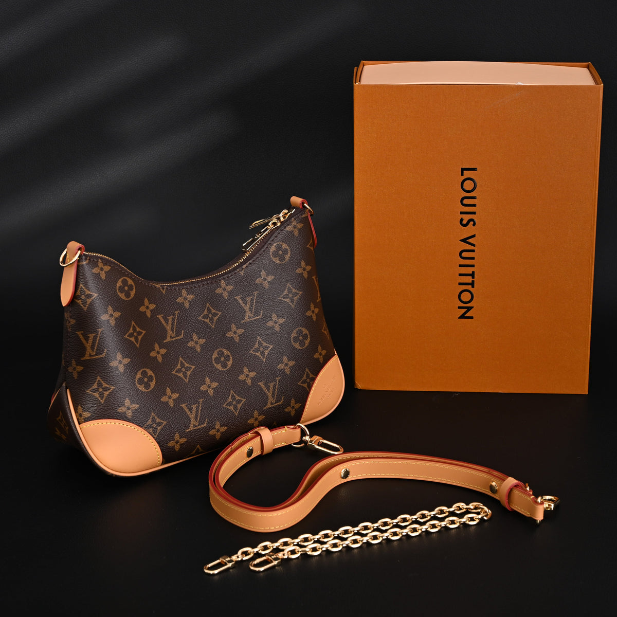 Louis Vuitton Boulogne Monogram Canvas Shoulder Bag – Classic Brown with Vachetta Leather Trim (M45832) product image 1,