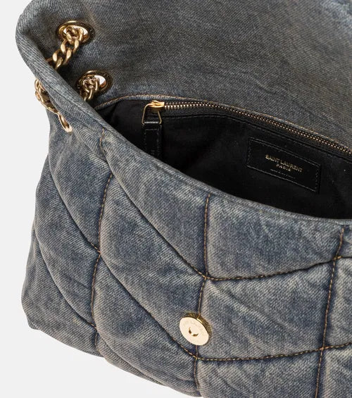 YSL Puffer Small Denim Shoulder Bag product image 5, provided for visual reference and product detail review