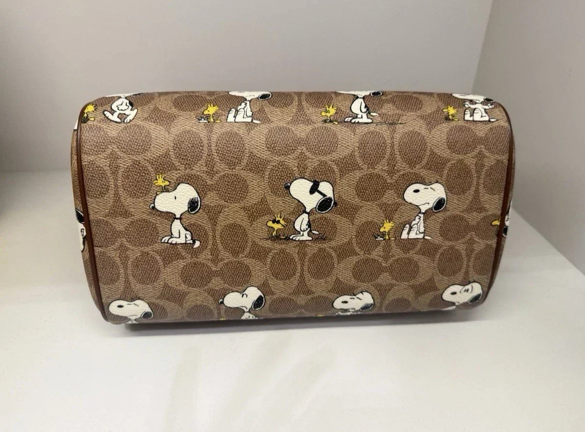 Coach x Peanuts Rowan Satchel Bag Signature Canvas product image 3, provided for visual reference and product detail review