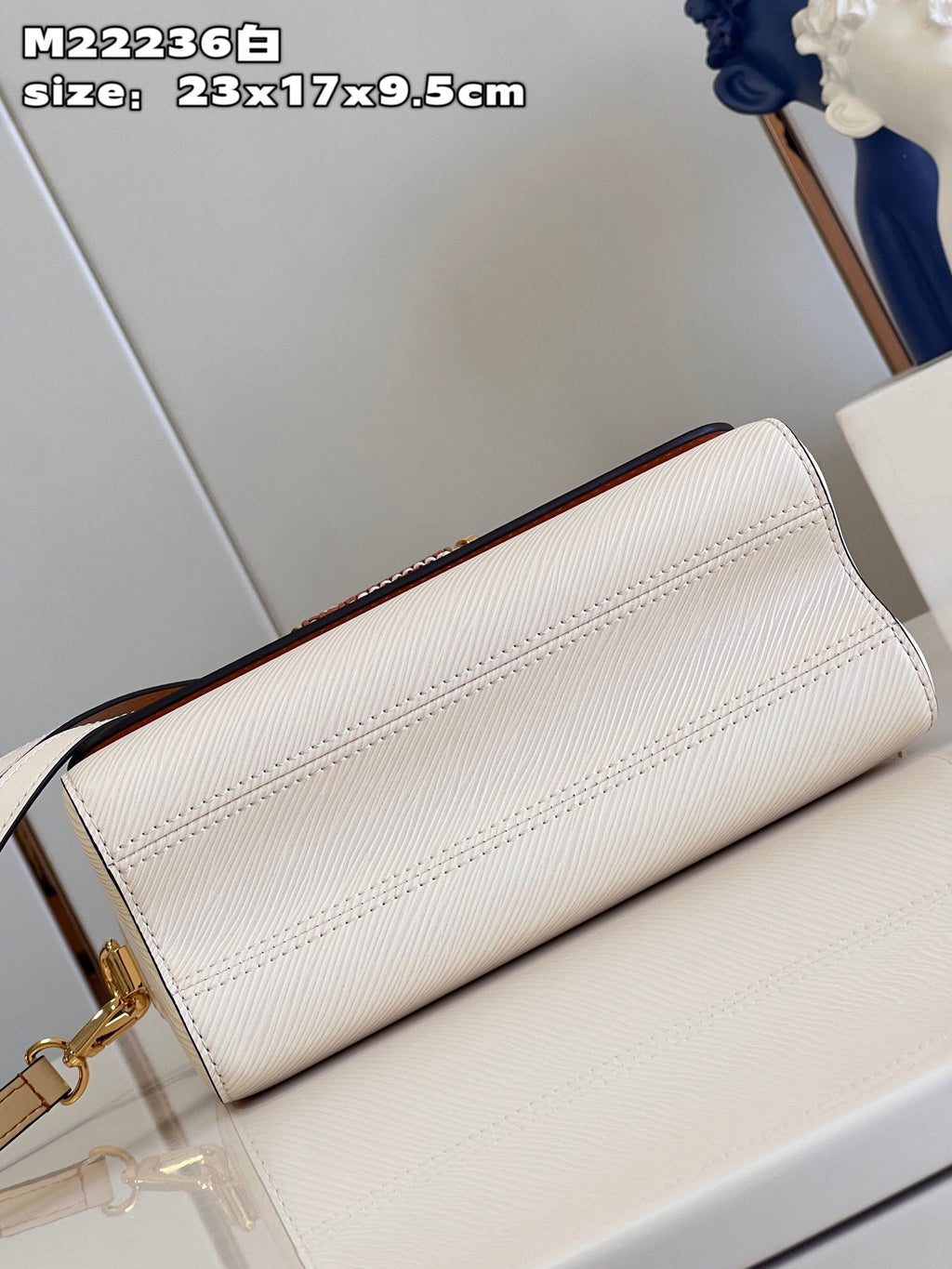 LV Twist MM Epi Leather Handle Crossbody Bag with LV Twist Lock White Quartz product image 4, provided for visual reference