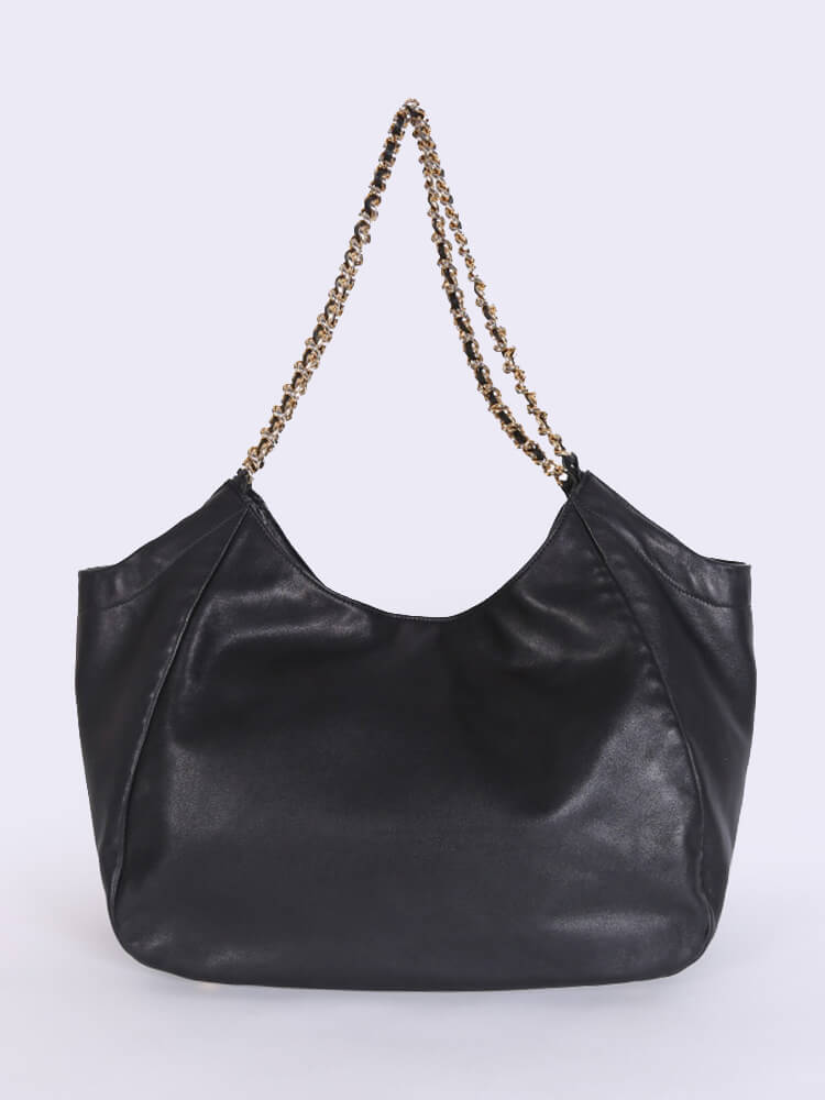 Prada Vitello Soft Chain Handle Shoulder Bag Nero - Black/Silver Hardware product image 4, provided for visual reference and