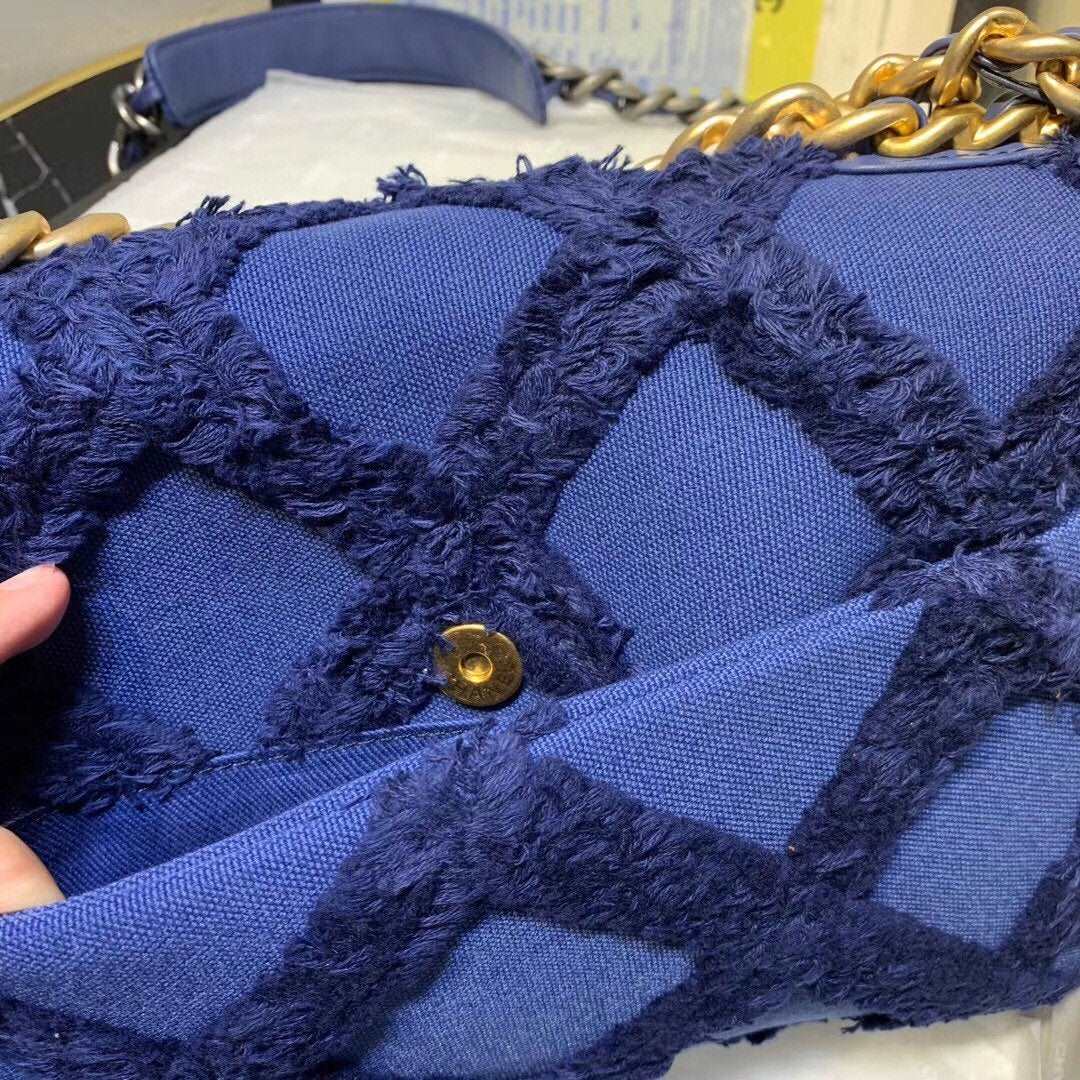 Chanel 19 Denim Medium Flap Bag - Blue product image 6, provided for visual reference and product detail review