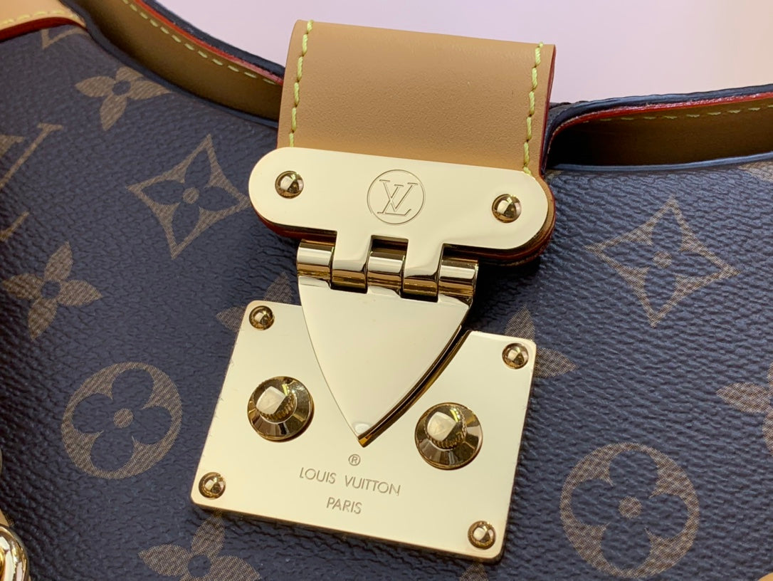 LV Twinny Monogram Canvas Shoulder Crossbody Bag with Chain Strap and Leather Trim - Brown product image 5, provided for