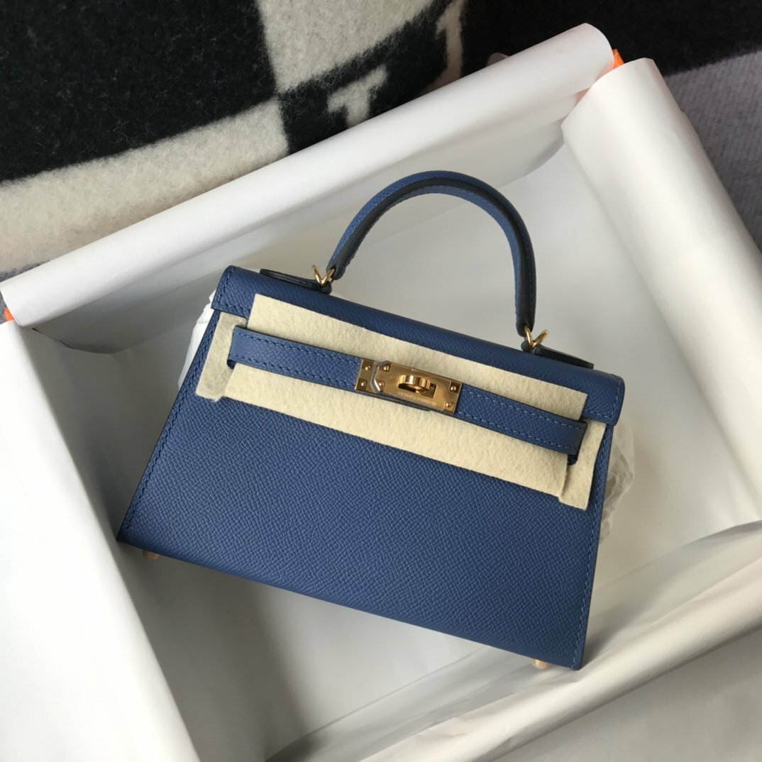 Hermes Handle Bag 19cm Blue product image 2, provided for visual reference and product detail review