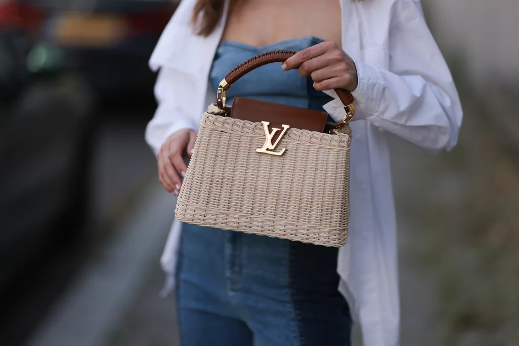 LV Capucines BB Rattan Woven Handle Shoulder Bag with Leather Trim product image 2, provided for visual reference and