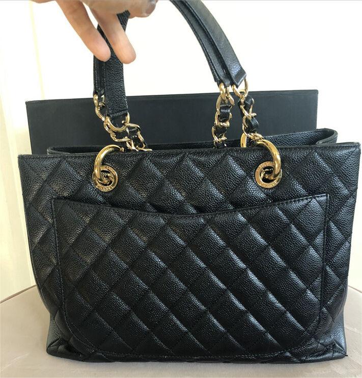 Chanel CC Blackgold Caviar Quilted Grand Shopping Tote product image 2, provided for visual reference and product detail