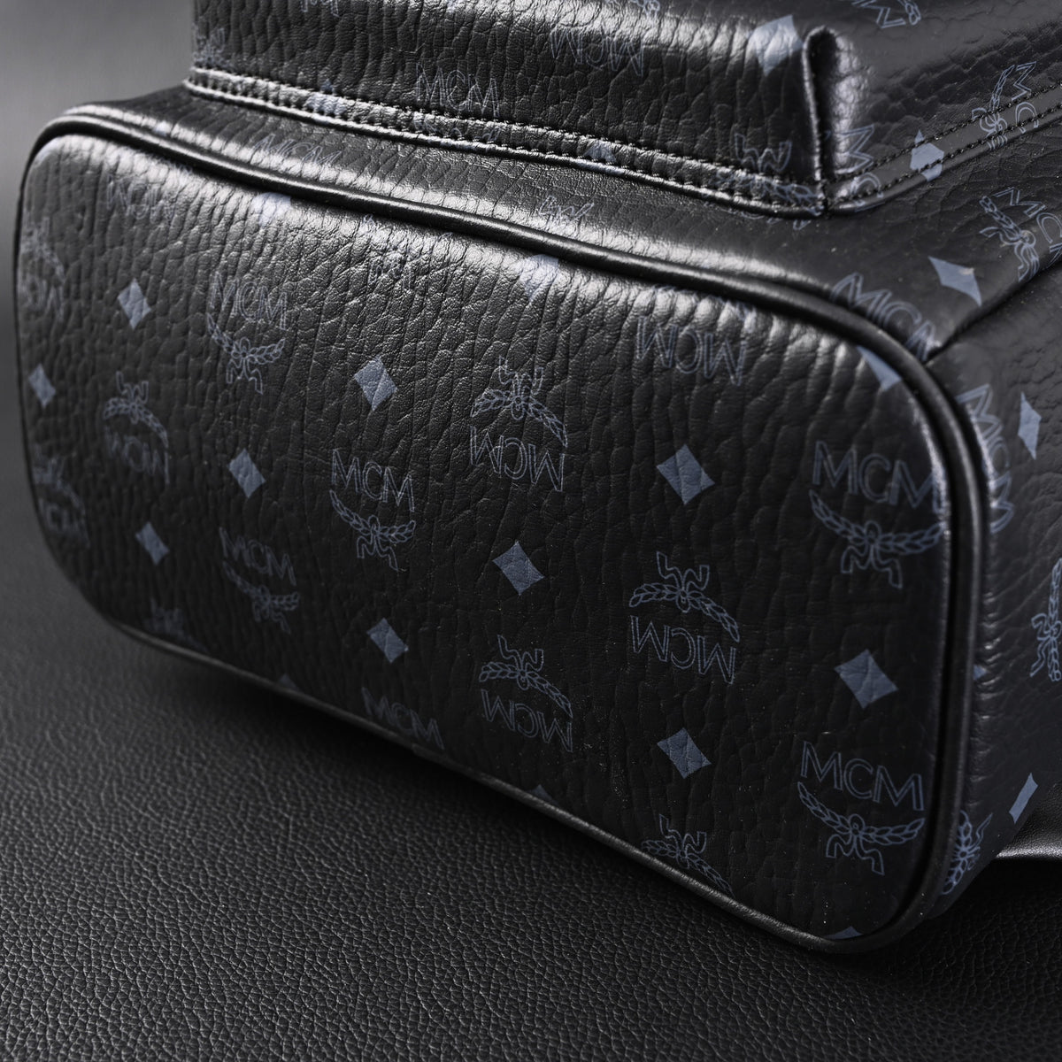 Mcm Stark Visetos Medium Backpack – Black Monogram with Studded Detailing - Black Monogram Print product image 8, provided