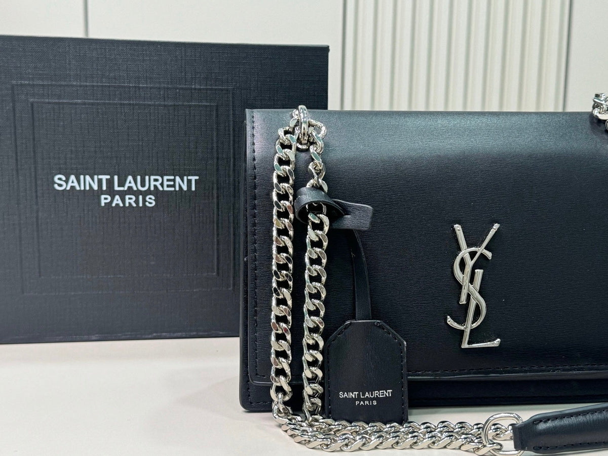 Saint Laurent Sunset Medium Monogram YSL Crossbody Bag - Black product image 4, provided for visual reference and product