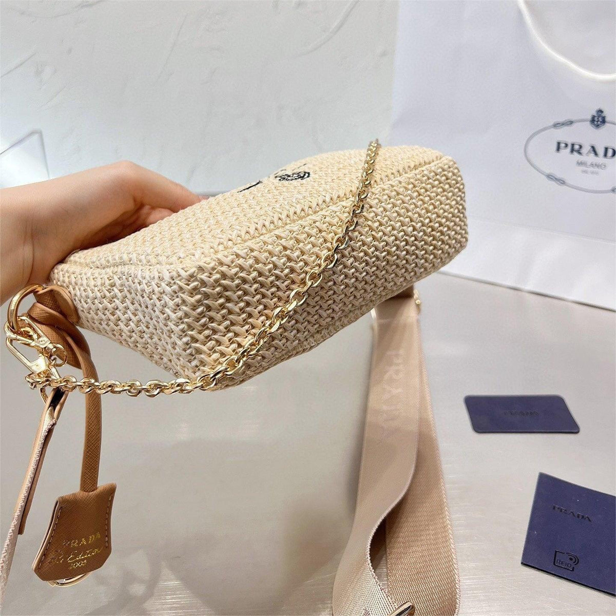 Prada Handbag Re-Edition 2005 Bag 8.3X7X2.3Inch - Beige product image 5, provided for visual reference and product detail