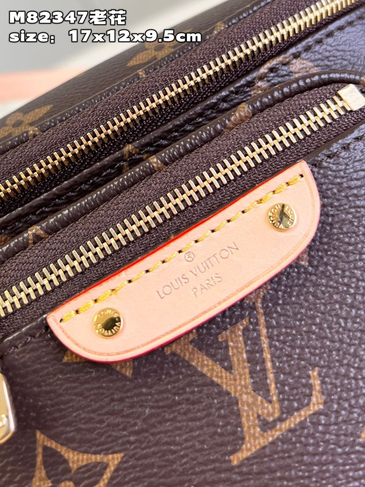 LV Mini Bumbag Monogram Canvas Crossbody Belt Bag with Chain Strap and Leather Trim - Black product image 6, provided for