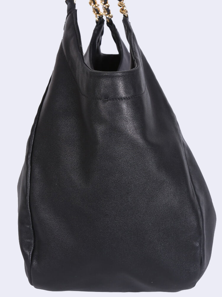 Prada Vitello Soft Chain Handle Shoulder Bag Nero - Black/Silver Hardware product image 7, provided for visual reference and