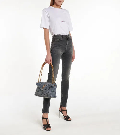 YSL Puffer Small Denim Shoulder Bag product image 4, provided for visual reference and product detail review
