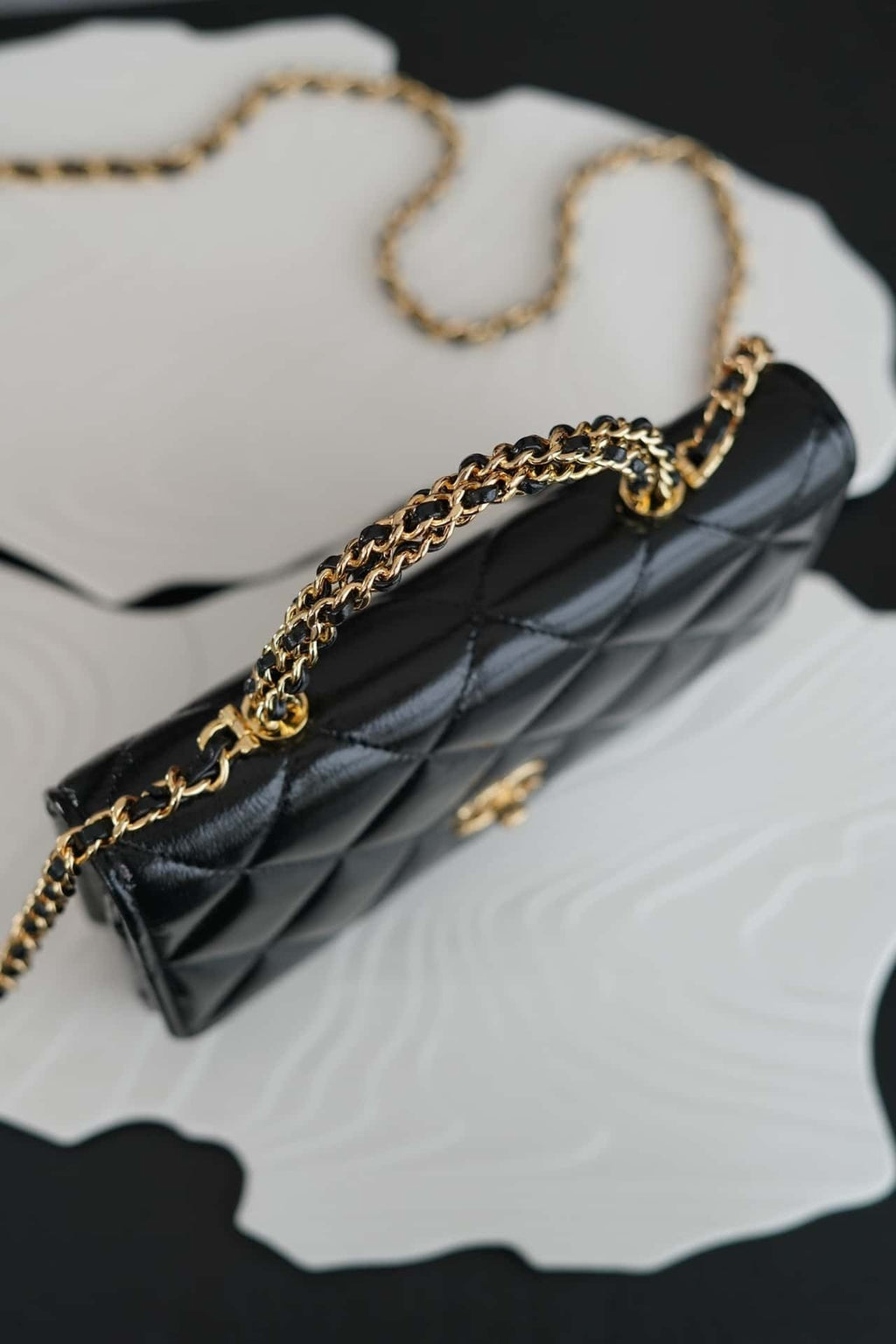 Chanel 24B WOC Top Handle in Black Shiny Lambskin GHW product image 7, provided for visual reference and product detail