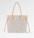 LV Neverfull MM Damier Azur Canvas Tote Shoulder Bag with Leather Trim and Pouch product image 1, provided for visual