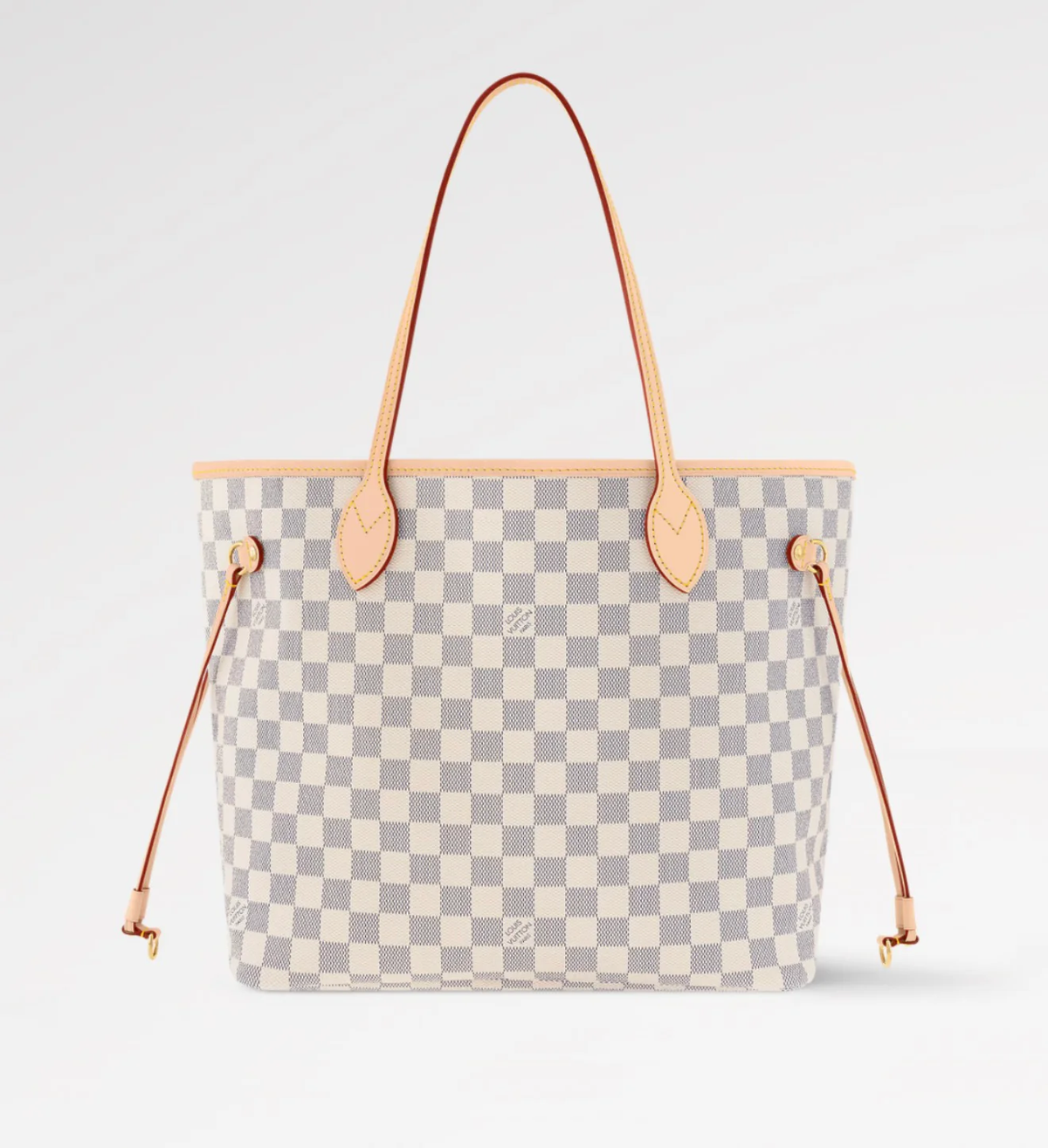 LV Neverfull MM Damier Azur Canvas Tote Shoulder Bag with Leather Trim and Pouch product image 1, provided for visual