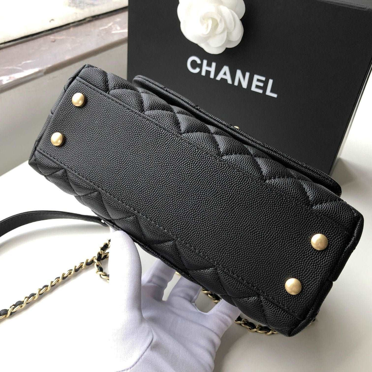 Chanel Small Flap Bag with Coco Handle - Black with Black Hardware product image 6, provided for visual reference and