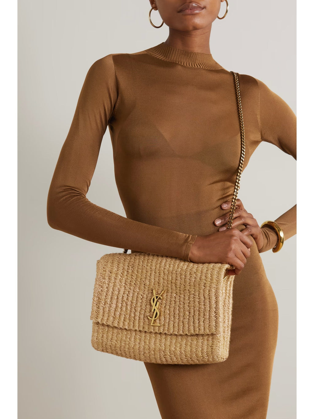 YSL Saint Laurent Kate Medium Raffia Shoulder Bag product image 6, provided for visual reference and product detail review