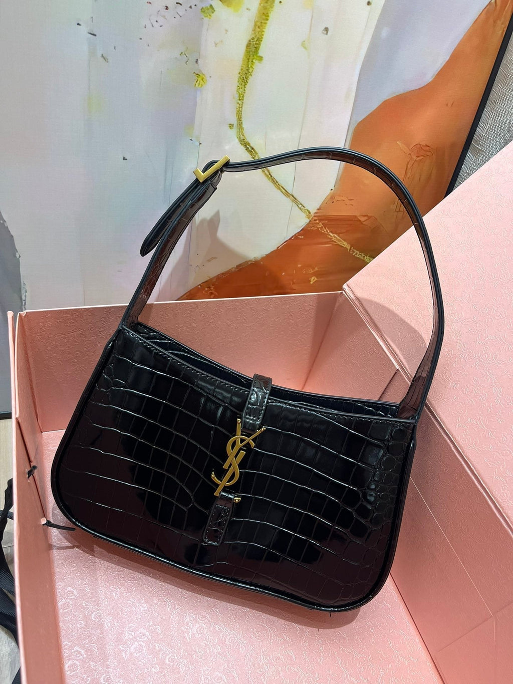 YSL Croc-Embossed the 5 To 7 Hobo Bag product image 5, provided for visual reference and product detail review