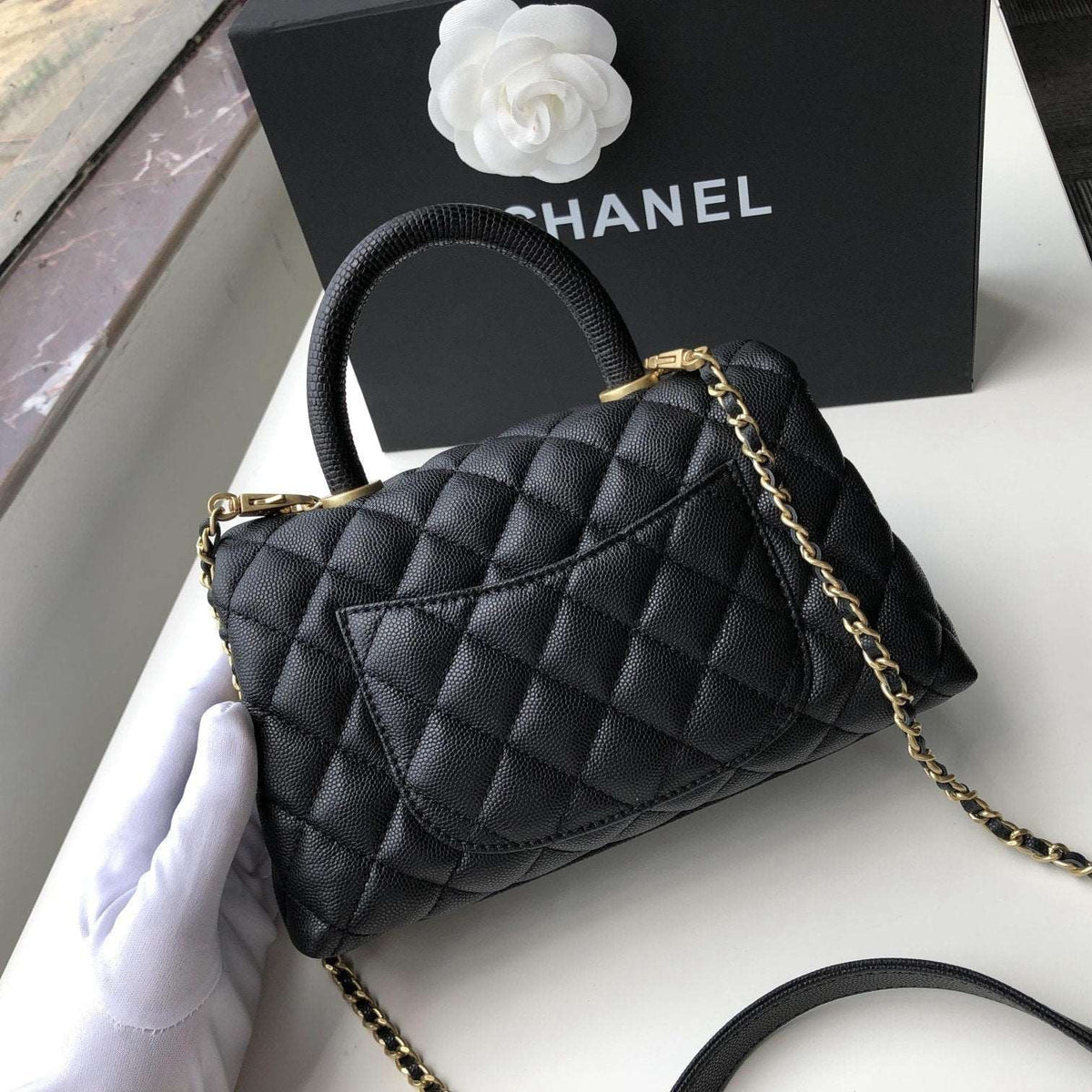 Chanel Small Flap Bag with Coco Handle - Black with Black Hardware product image 3, provided for visual reference and