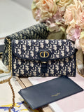 Dior Bobby Wallet On Chain East West Blue Oblique Jacquard product image 1, provided for visual reference and product detail