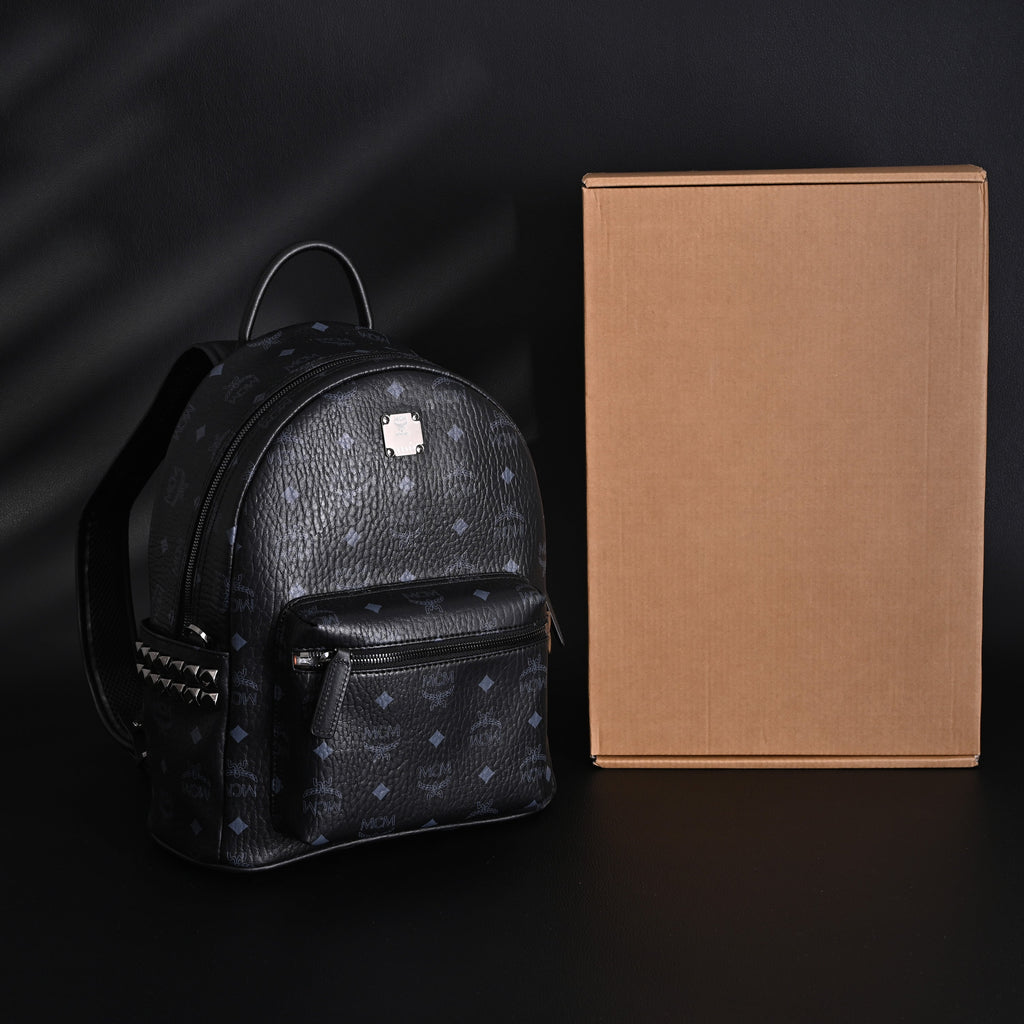 Mcm Stark Visetos Medium Backpack – Black Monogram with Studded Detailing - Black Monogram Print product image 7, provided
