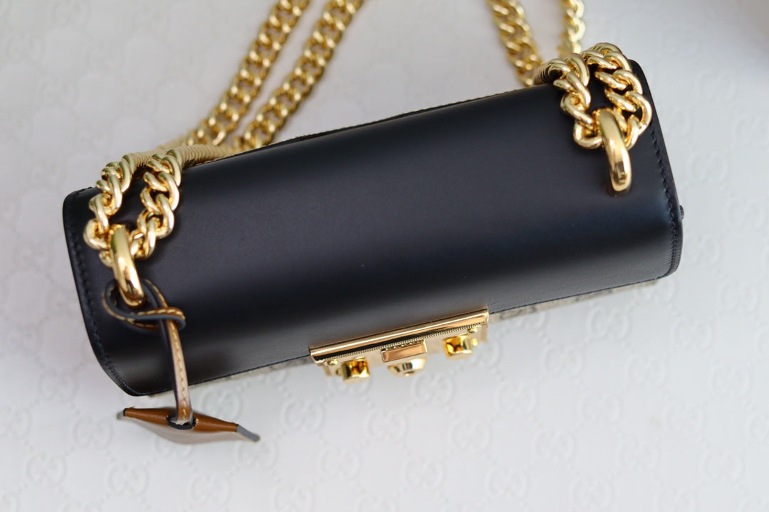 Gucci Padlock 20 Ophidia Leather Black Shoulder Bag product image 3, provided for visual reference and product detail review