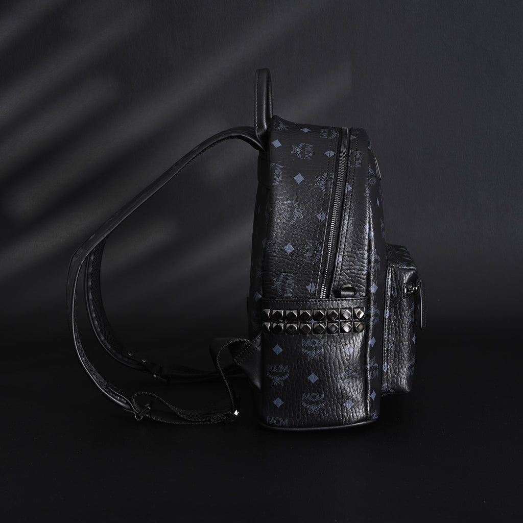 Mcm Stark Visetos Medium Backpack – Black Monogram with Studded Detailing - Black Monogram Print product image 4, provided