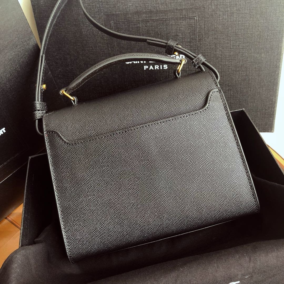 YSL Cassandra Mini Top Handle Bag Black product image 3, provided for visual reference and product detail review