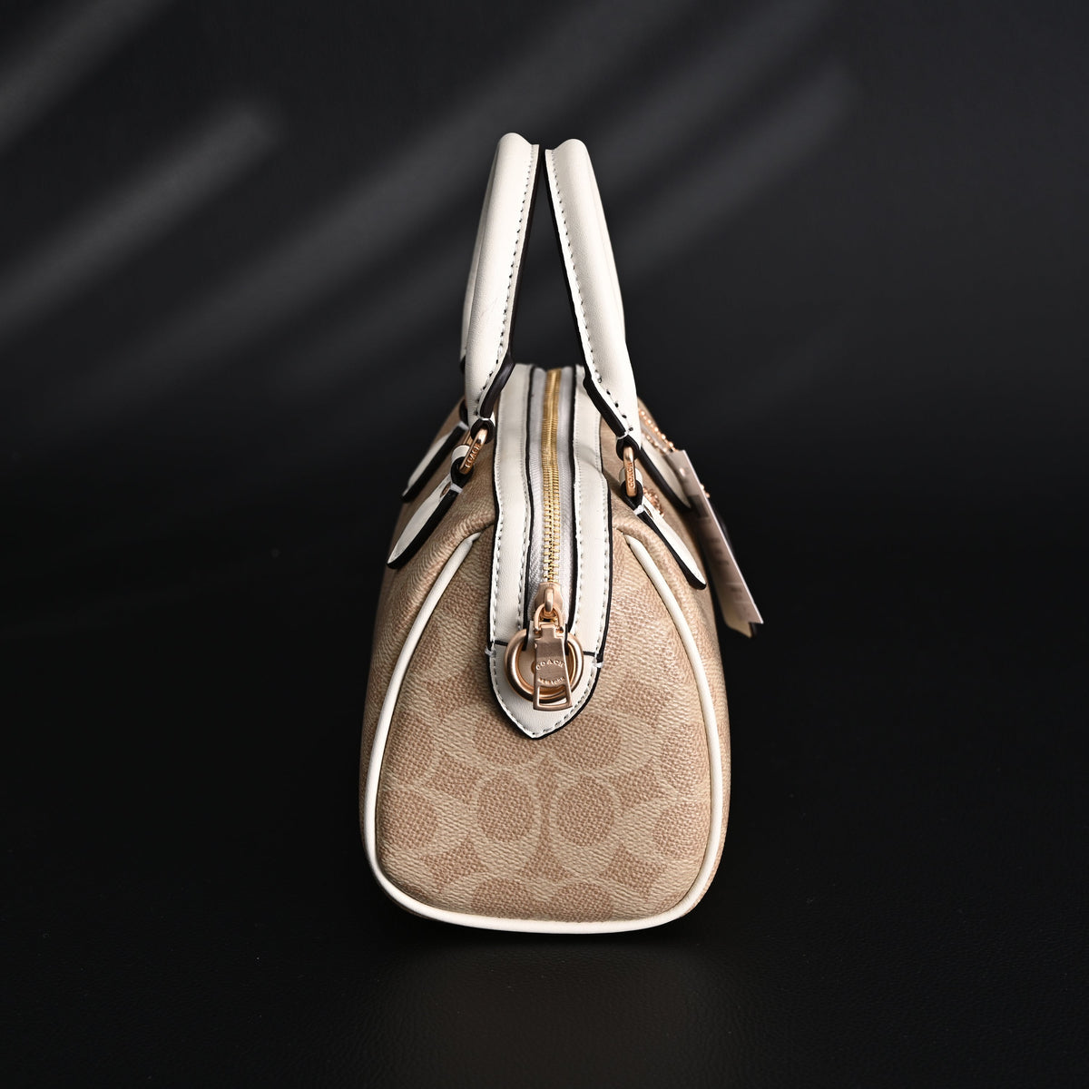 Coach Rowan Satchel – Signature Canvas Top Handle Bag with Crossbody Strap (Khaki/Chalk) product image 3, provided for